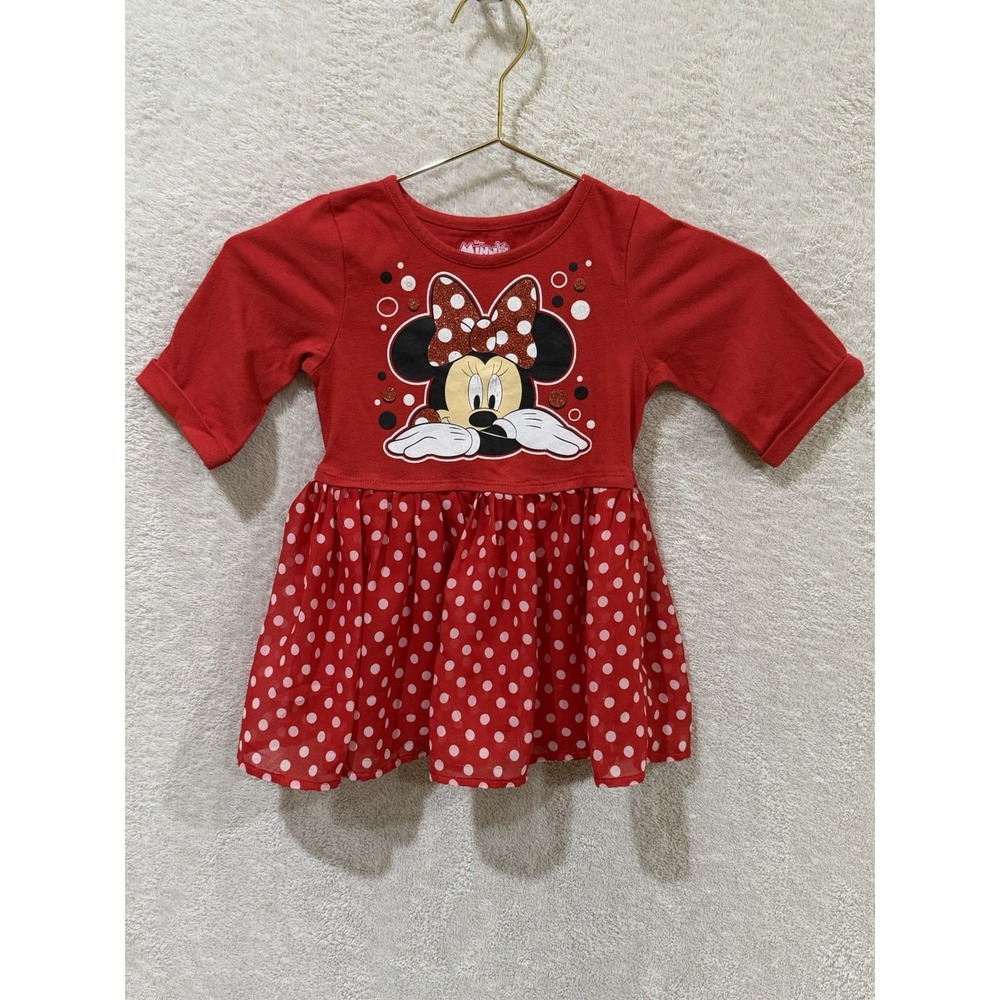 Disney Minnie Mouse Red Polka Dot Fit & Flare Dress 5T Vacation Fall Break